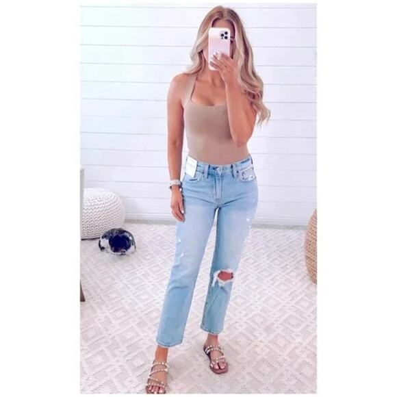 Abercrombie & Fitch The Boyfriend Mid-Rise Denim Jeans Light Ripped Wash 27 - Picture 2 of 11